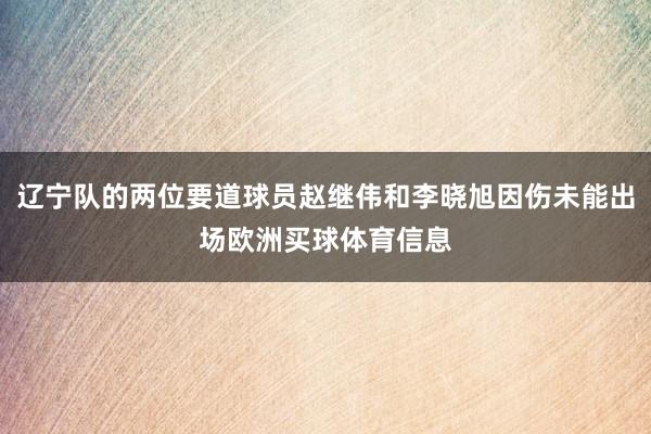 辽宁队的两位要道球员赵继伟和李晓旭因伤未能出场欧洲买球体育信息