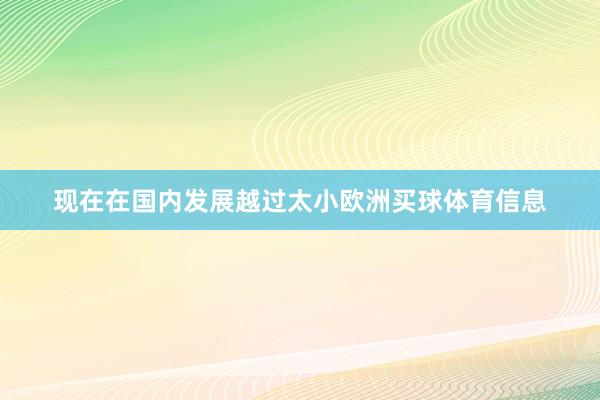 现在在国内发展越过太小欧洲买球体育信息