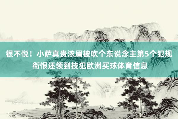 很不悦！小萨真贵浓眉被吹个东说念主第5个犯规 衔恨还领到技犯欧洲买球体育信息