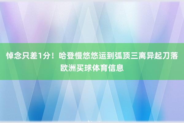 悼念只差1分！哈登慢悠悠运到弧顶三离异起刀落欧洲买球体育信息